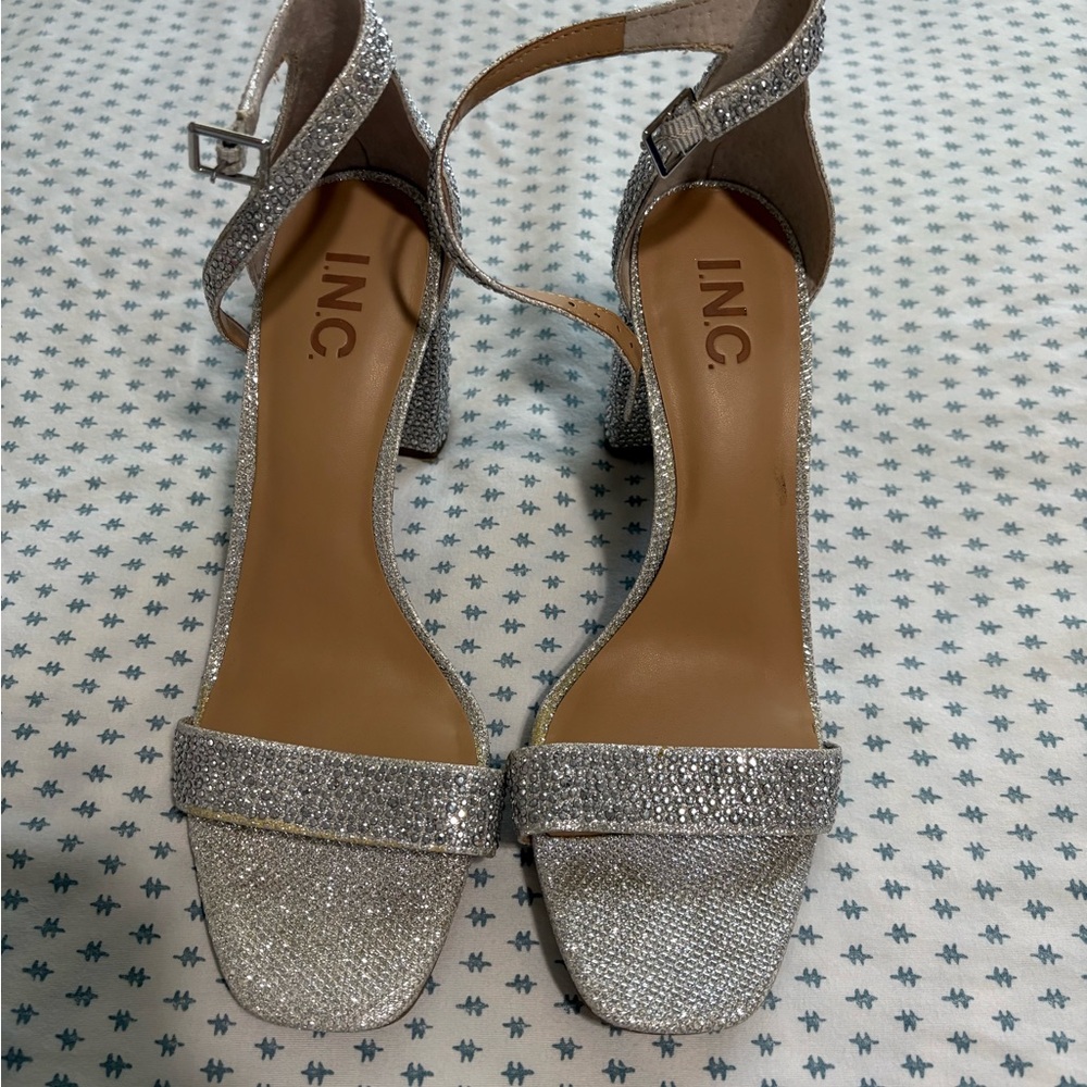 INC International Concepts Women's Silver Heeled Sandals